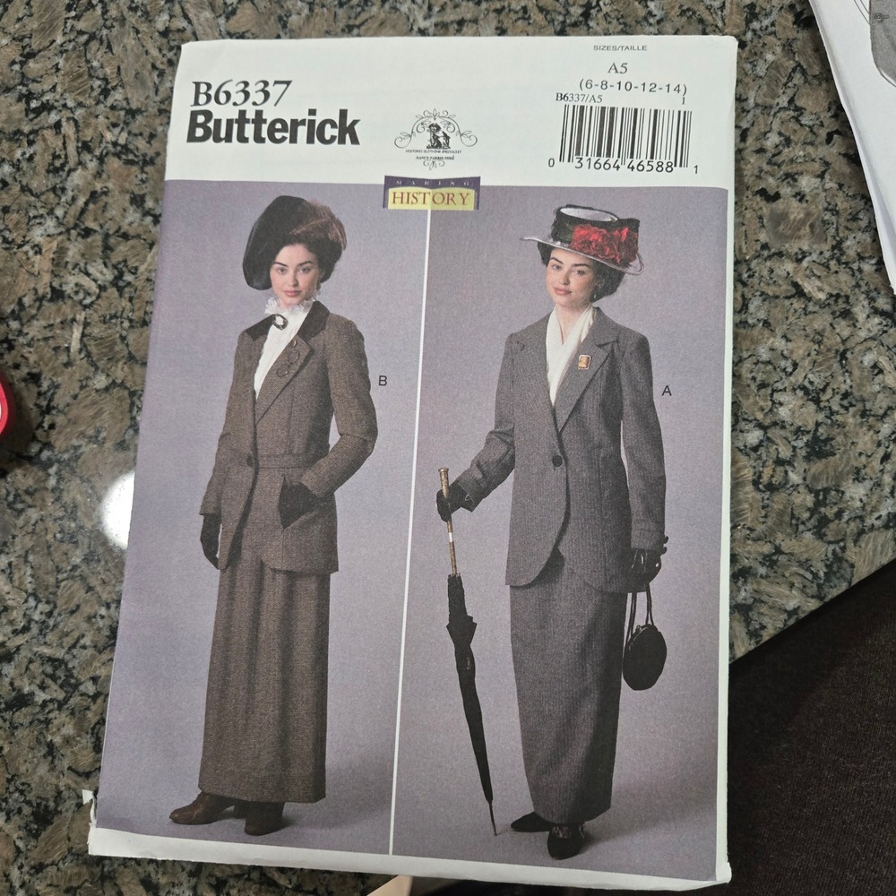 Butterick B6337 Making History Edwardian Suit Sewing Pattern Size 6-14 Uncut